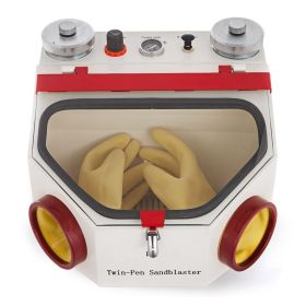 Twin Pen Sandblaster Double Pen Sand Blaster Machine for Dental Lab 2 Tanks Lamp