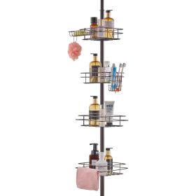 Shower Corner Caddy Tension Pole, 42" to 114" High, Multi-Functional Shower Tension Pole with Strong Load-Bearing Tray