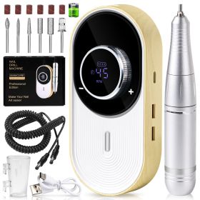 45000RPM Electric Nail File Professional Rechargeable Manicure Low Noise Electric Nail Drill for Nail Gel Polish Remove Grinding (Color: Woodgrain)