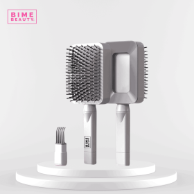 3D Self-cleaning Deluxe Rectangular Hair Brush (Color: White)